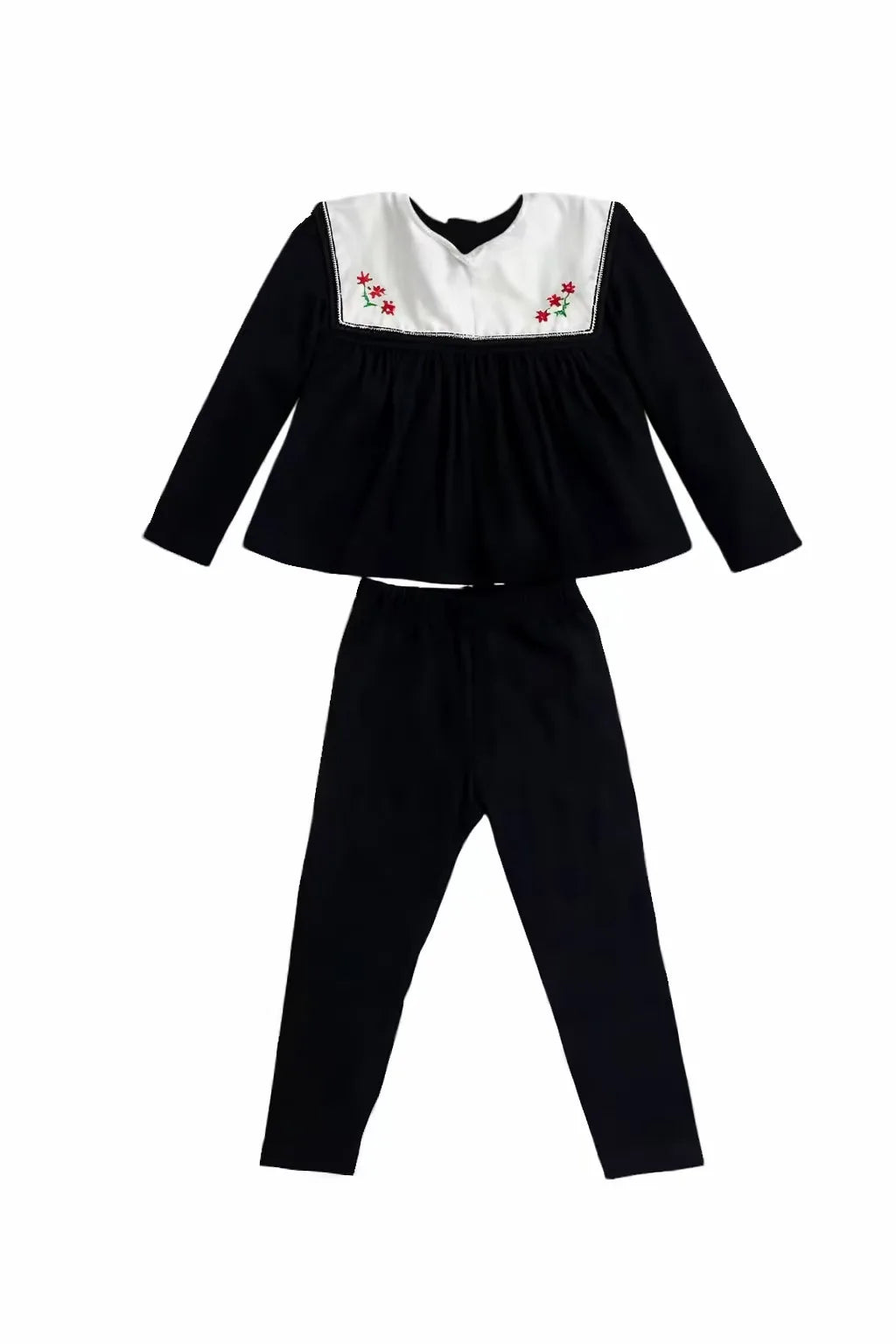Ali Plus 2026 SS Sailor Maxi Kids Cotton Outfits Embroidery Removable White Collar Girls Boys Matching Clothes