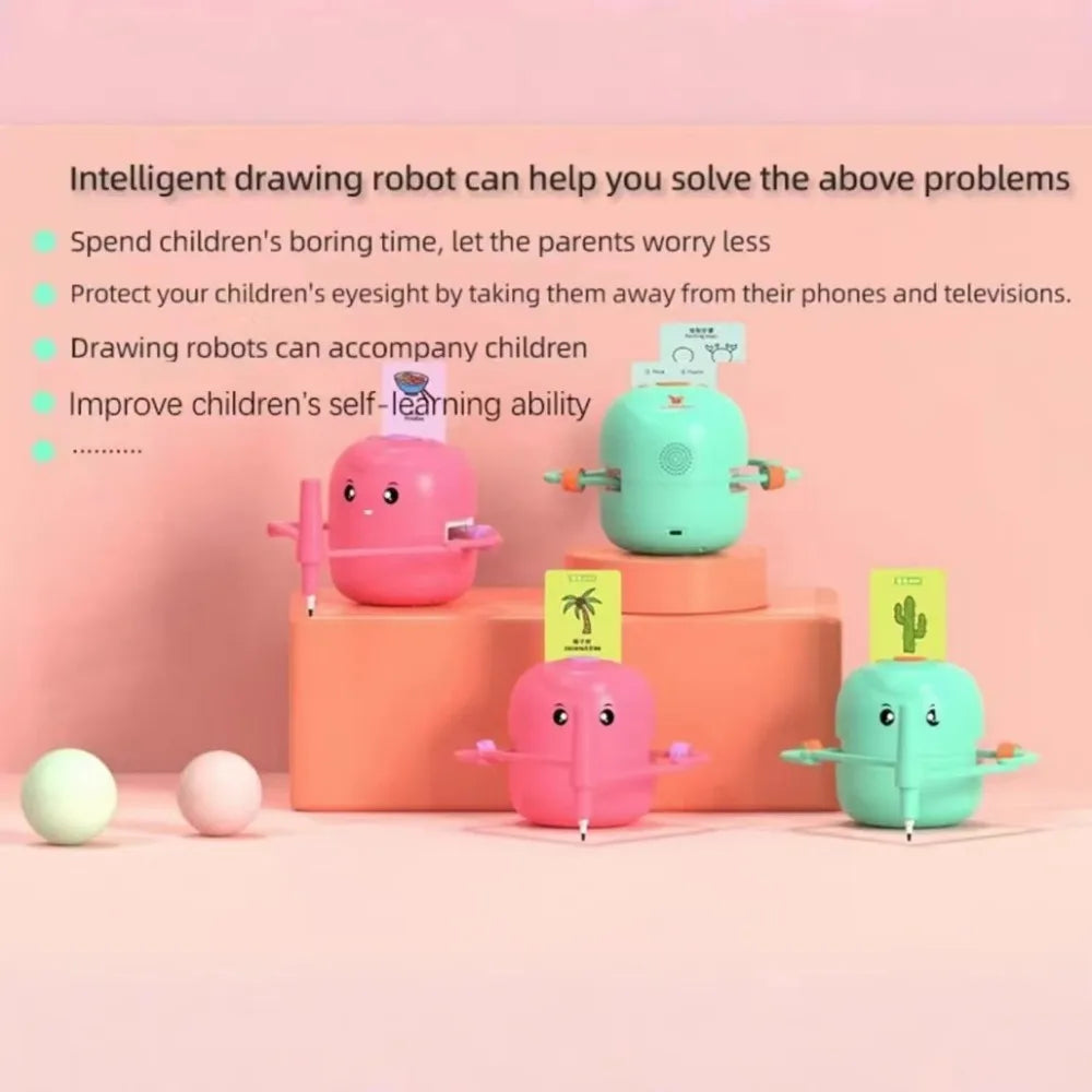 Drawing Robot for Kids Interactive Educational Drawing Robot Voice Interaction Montessori Drawing Learning Toy Children's gifts