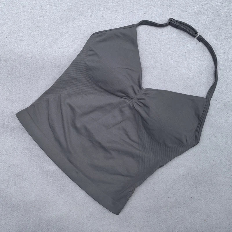 Adjustable Strappy Gym Top Backless Gym Clothes Women Scrunch Bra Removable Cups Yoga Tank Workout Outfits Tops Sports Vest