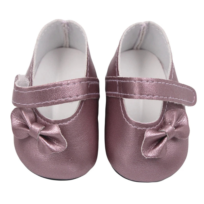 7 cm Bow Doll Shoes Cute Mini Leather Shoes For 43cm Baby New Born,American 18 Inch&OG,My Life Girl Doll Best Girl's Toy