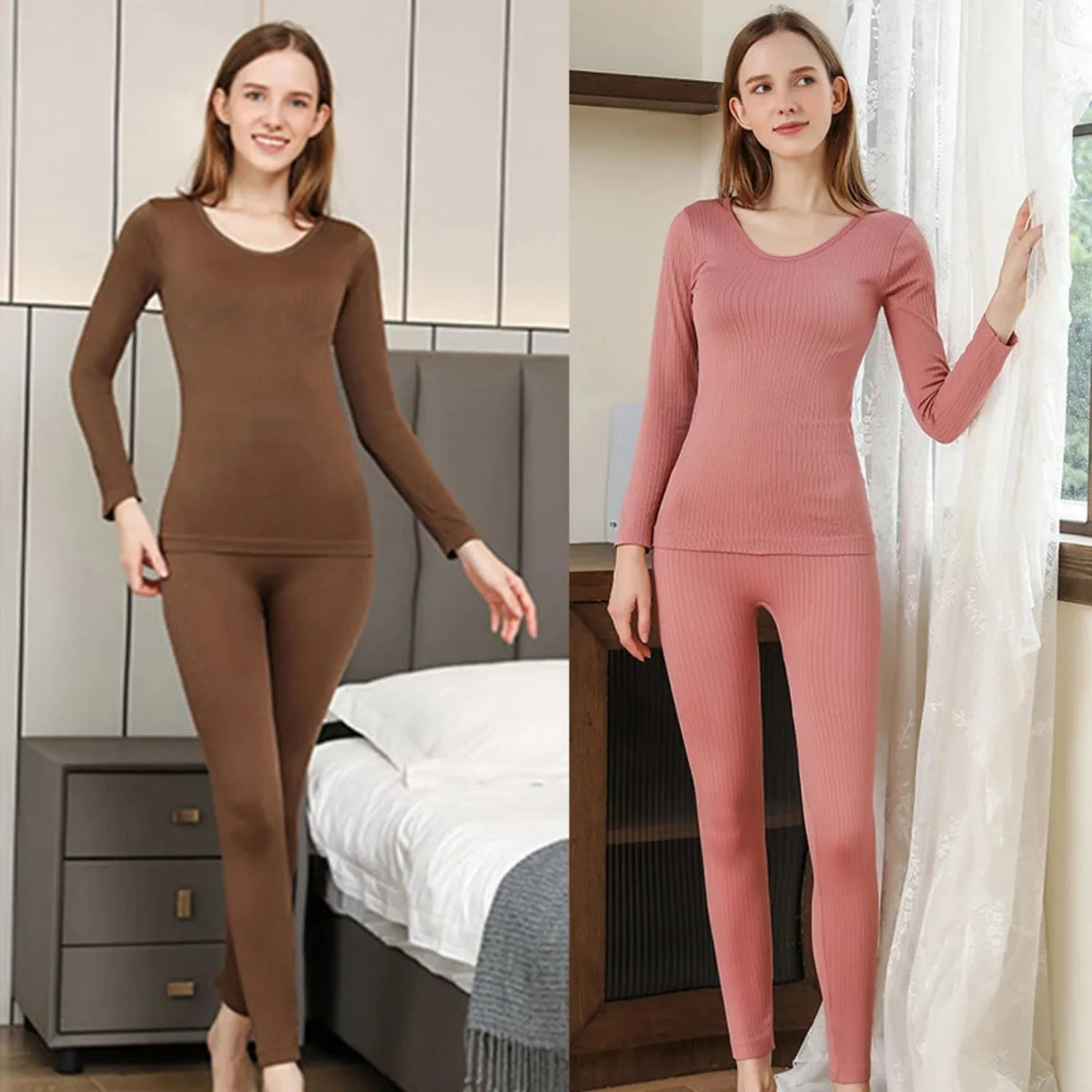 1 Set Warm Thermal Underwear Sexy Ladies Intimates Long Johns Women Shaped Sets Female Middle Collar Thermal Shaping Clothes