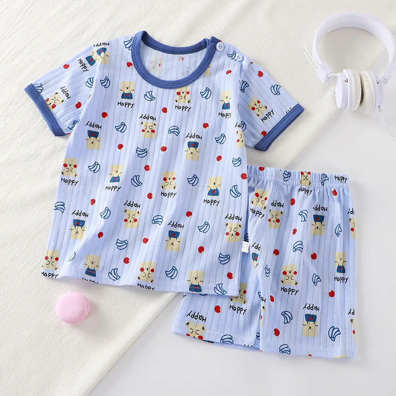 2PCS Children Clothing Set Child T-shirt Suit Summer Cotton New Girls Shorts Clothes Baby Boys Short Sleeve Kid Clothes