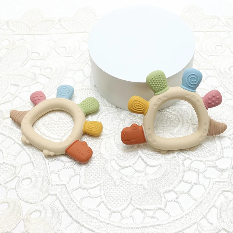 Baby Dinosaur Silicone Teething Toys BPA Free Easy to Grip Infant Care Teether Chewing Toy for Newborn Gift Babies Accessory