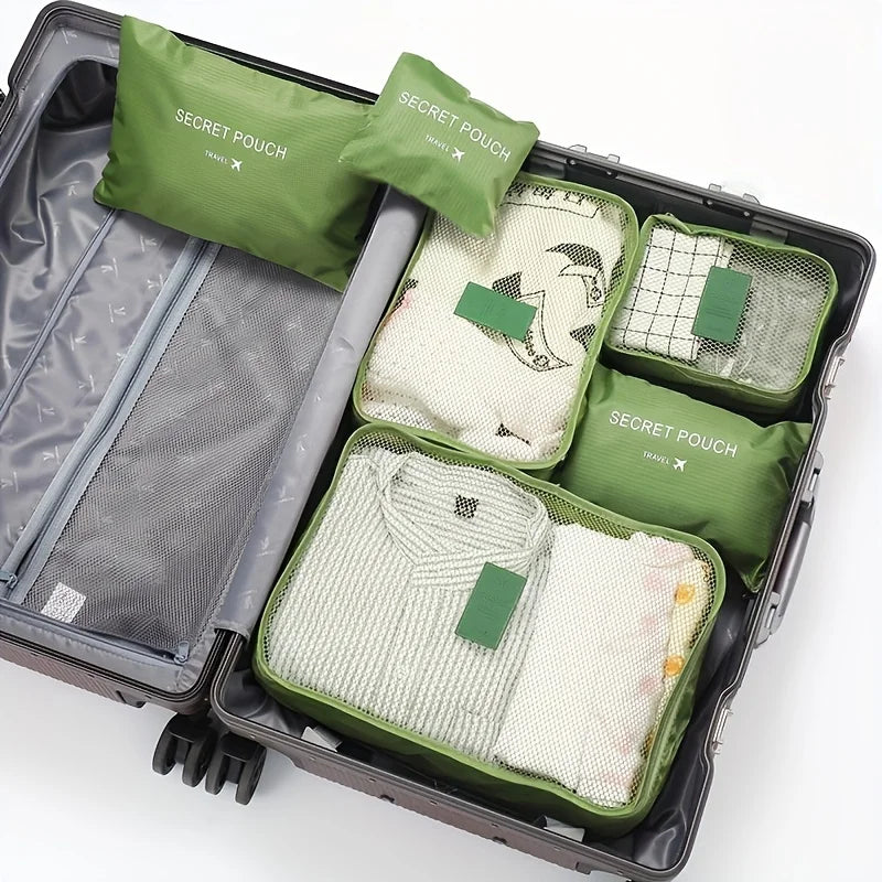 6pcs Multifunction Travel Bags Waterproof Clothes Storage Luggage Organizer Pouch Packing Cube Men And Women Travel Storage Bag