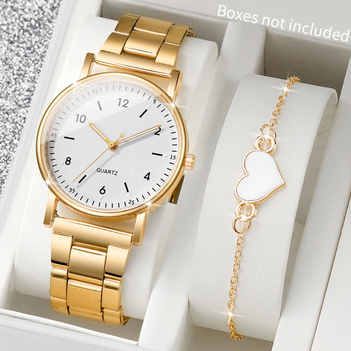 2/4PCS Fashion Arabic Dial Women Watches Simple Quaretz Wristwatch with Bracelets Set Reloj Mujer（Without Box）