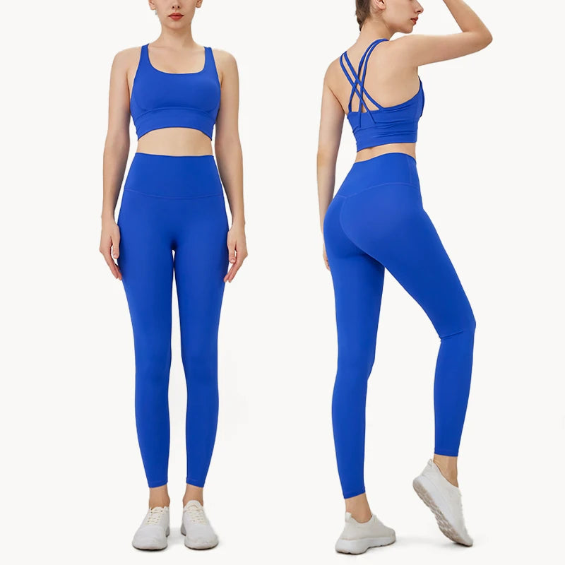 2024 New 2 Piece Yoga Clothes Women's Tracksuit Quick Dry Set Breathable Fitness Suit Fitness Clothing Sports Bra Leggings Suit
