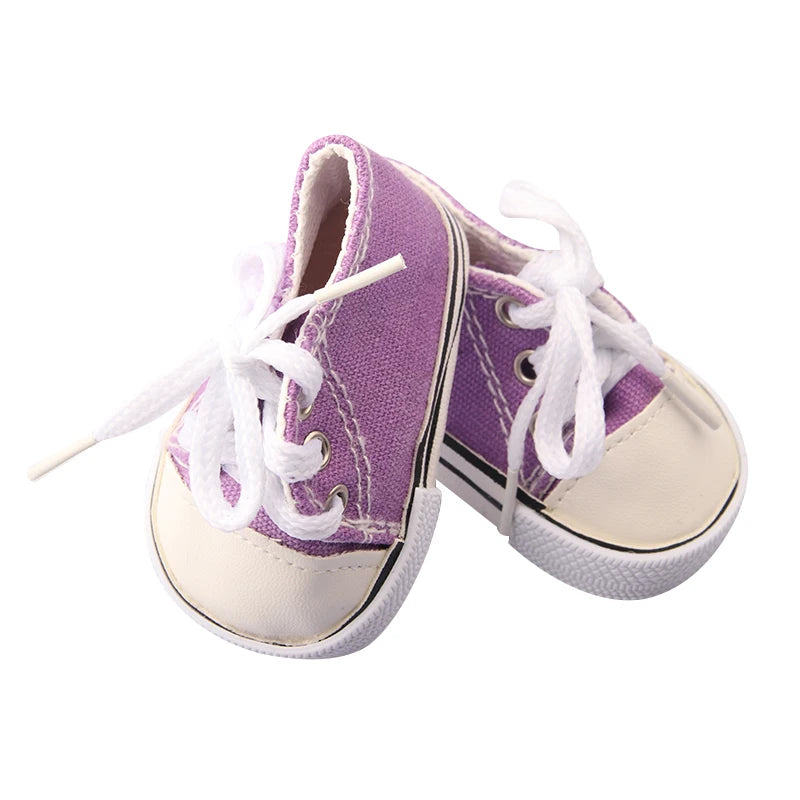 American 18 Inch Girl Doll Canvas Shoes 7cm Fashion Lines, Flowers Sneakers Boots For 43cm Baby New Born& DIY Russia,OG Doll Toy