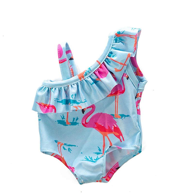 Cute Swimming Suit For 18Inch American Doll Sweet Heart Print Doll Swimsuit Clothes For 43Cm Newborn Baby Doll Kids Gift