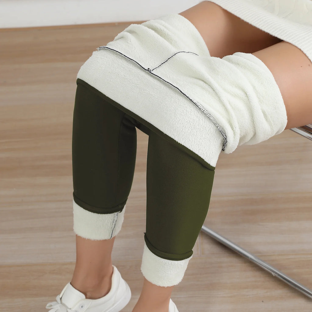Autumn Winter Warm Fleece Women Leggings Velvet Thicken High Waist Tights Elastic Slim Solid Color Leggings Prevent Cold Tights