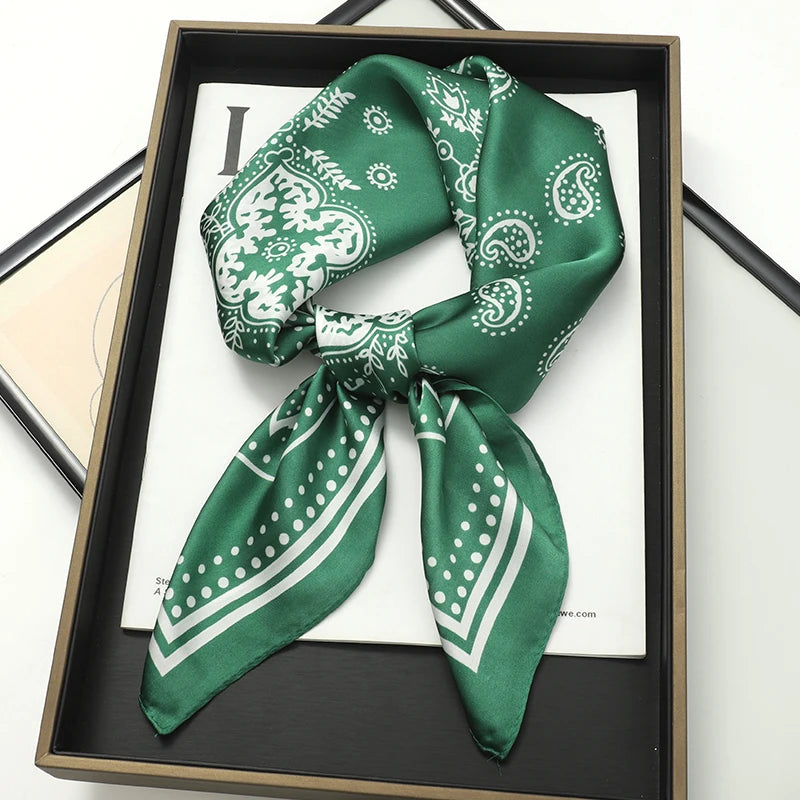 70x70cm Women Scarf Silk Feeling Hair Neck Square Brand Office bandanna muffler Waiter Flight Attendants Handkerchief Rings wrap