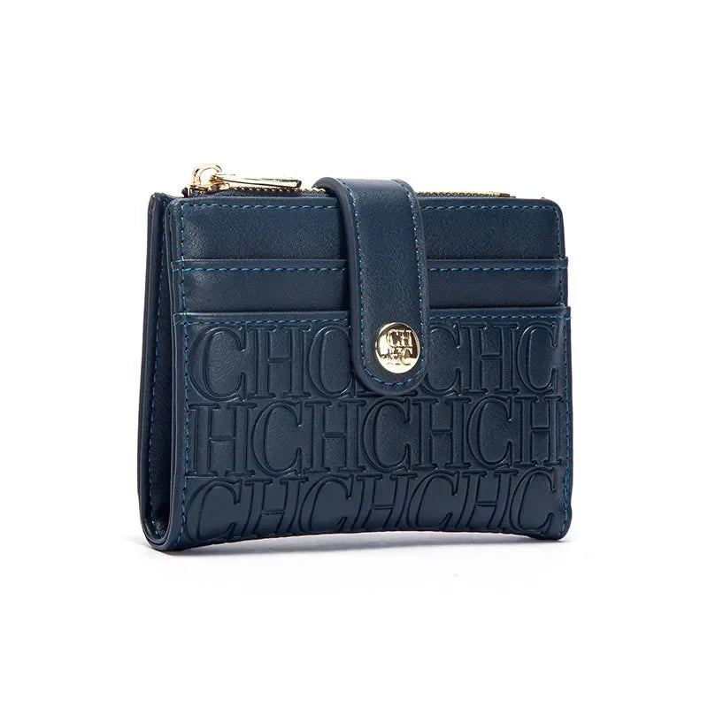 CH Luxury Brand Retro Design Business Card Bag Fashion Button Classic Folding Wallet Compact and Lightweight Women's Square Bag