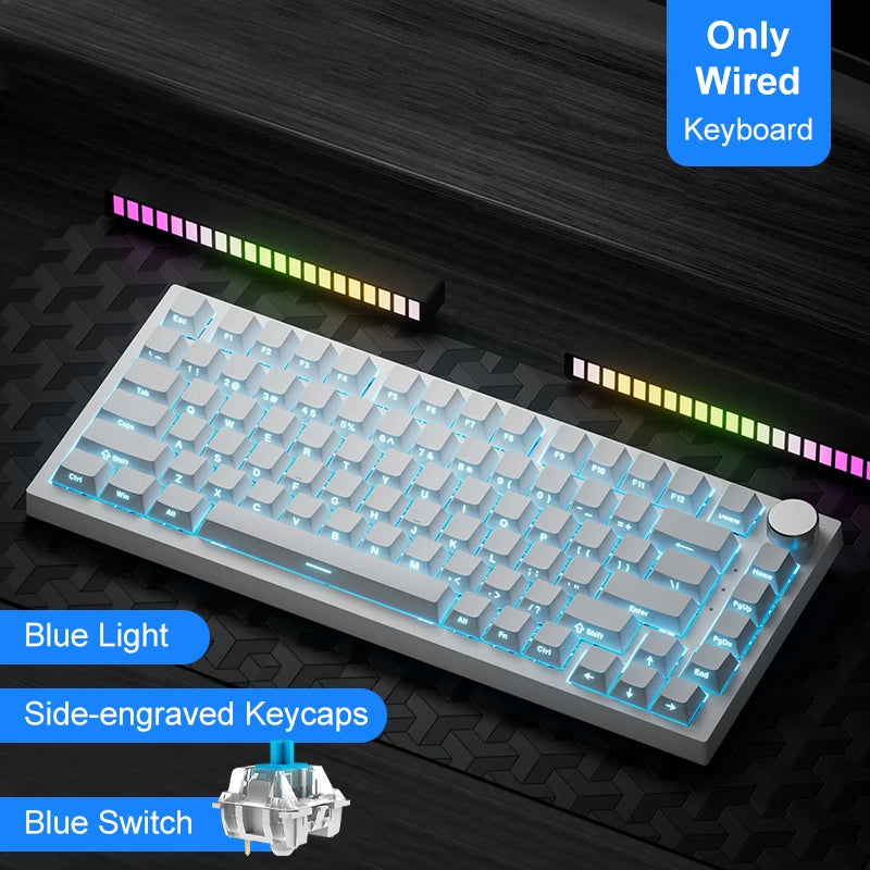 Ajazz AK820/AK820Pro Gaming Mechanical Keyboard Bluetooth 5.1/Wireless/C-Wired Customized Keyboard with Knob Hot Swapping Gasket