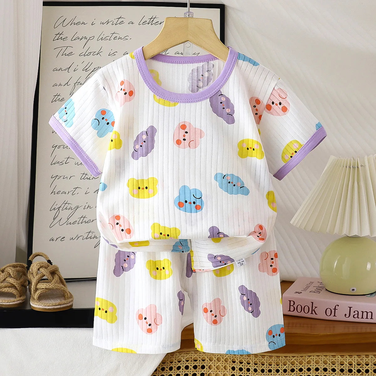 2PCS Children Clothing Set Child T-shirt Suit Summer Cotton New Girls Shorts Clothes Baby Boys Short Sleeve Kid Clothes