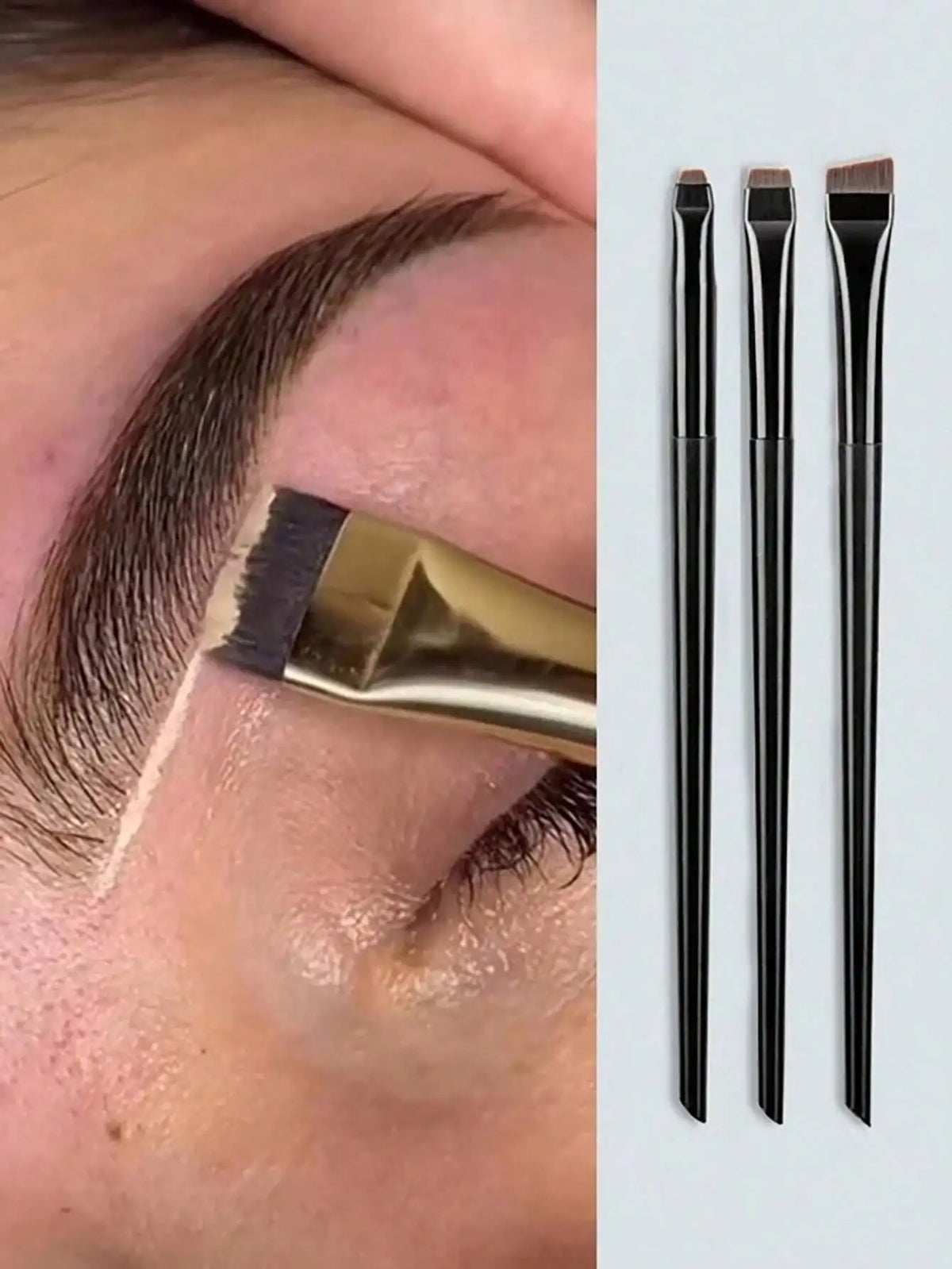 3pcs Makeup Brush Set, Including Angled Eyeliner Brush, Eyebrow Brush, And Ultra-Fine Eyeshadow Brush, Makeup Brush Set, Makeup Brush Kit, Makeup Brush Set, Full Makeup Brushes, Makeup Brush Set, Complete Makeup Tools, Makeup Brush Set, Makeup Brush Set