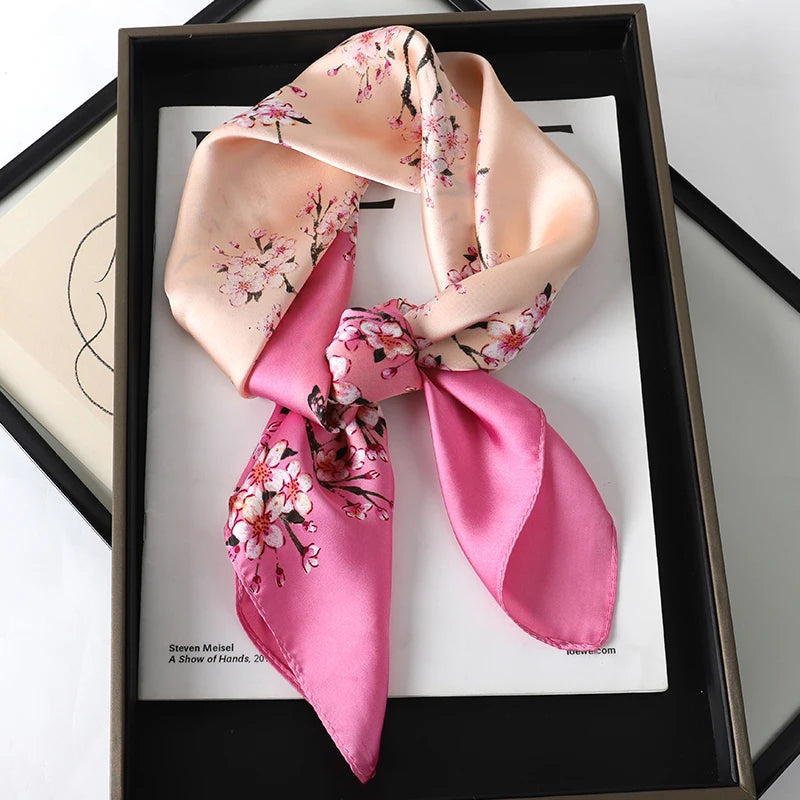 70x70cm Women Scarf Silk Feeling Hair Neck Square Brand Office bandanna muffler Waiter Flight Attendants Handkerchief Rings wrap