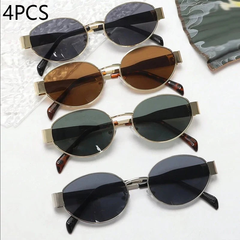 4PCS Oval Shaped Personality Metal Small Round Fashion Glasses Beach Accessories For Women Glasses Shades