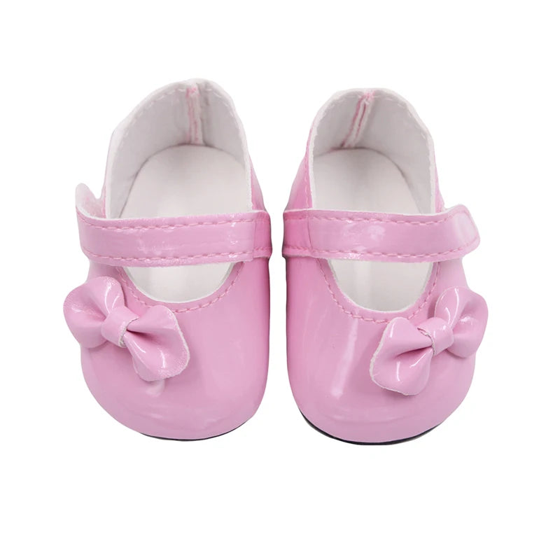 7 cm Bow Doll Shoes Cute Mini Leather Shoes For 43cm Baby New Born,American 18 Inch&OG,My Life Girl Doll Best Girl's Toy