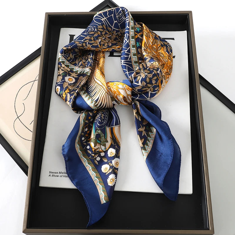 70x70cm Women Scarf Silk Feeling Hair Neck Square Brand Office bandanna muffler Waiter Flight Attendants Handkerchief Rings wrap