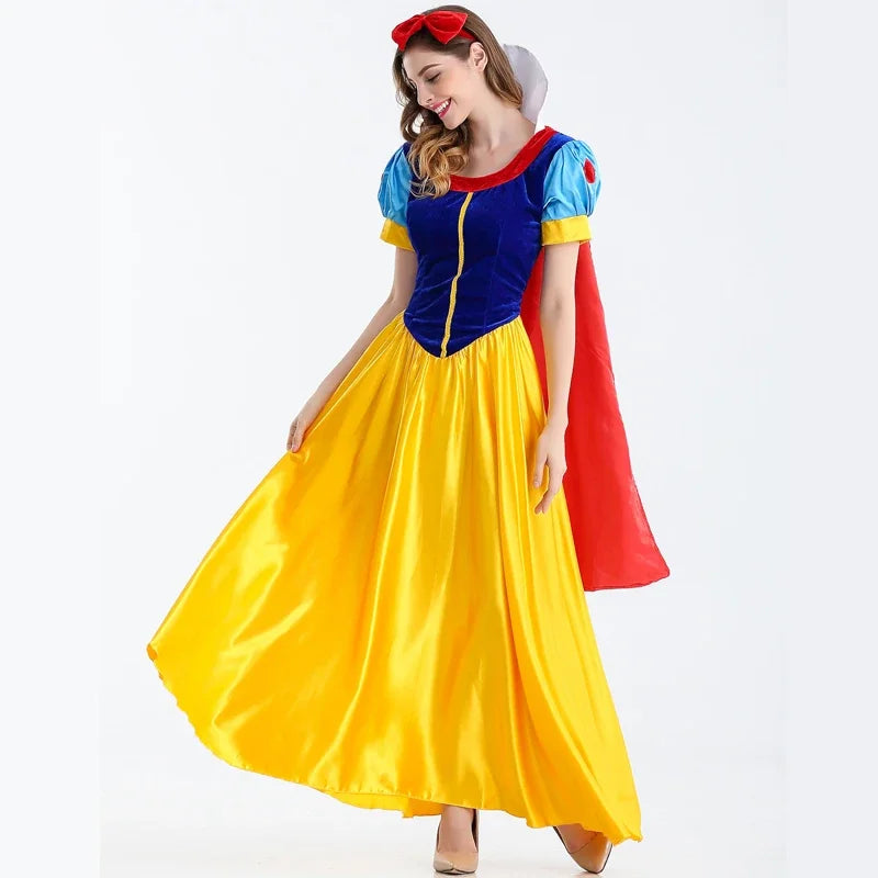 Classic Fairy Tale Snow White Princess Costume Adults Women Halloween Performance Fantasia Princess Cosplay Role Playing Dresses