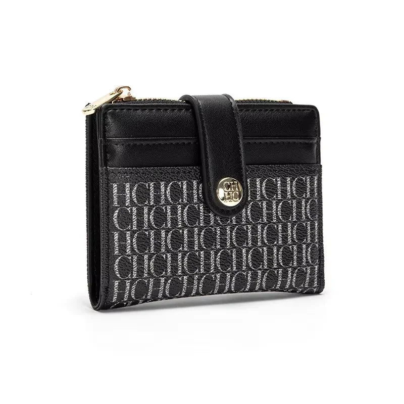 CH Luxury Brand Retro Design Business Card Bag Fashion Button Classic Folding Wallet Compact and Lightweight Women's Square Bag