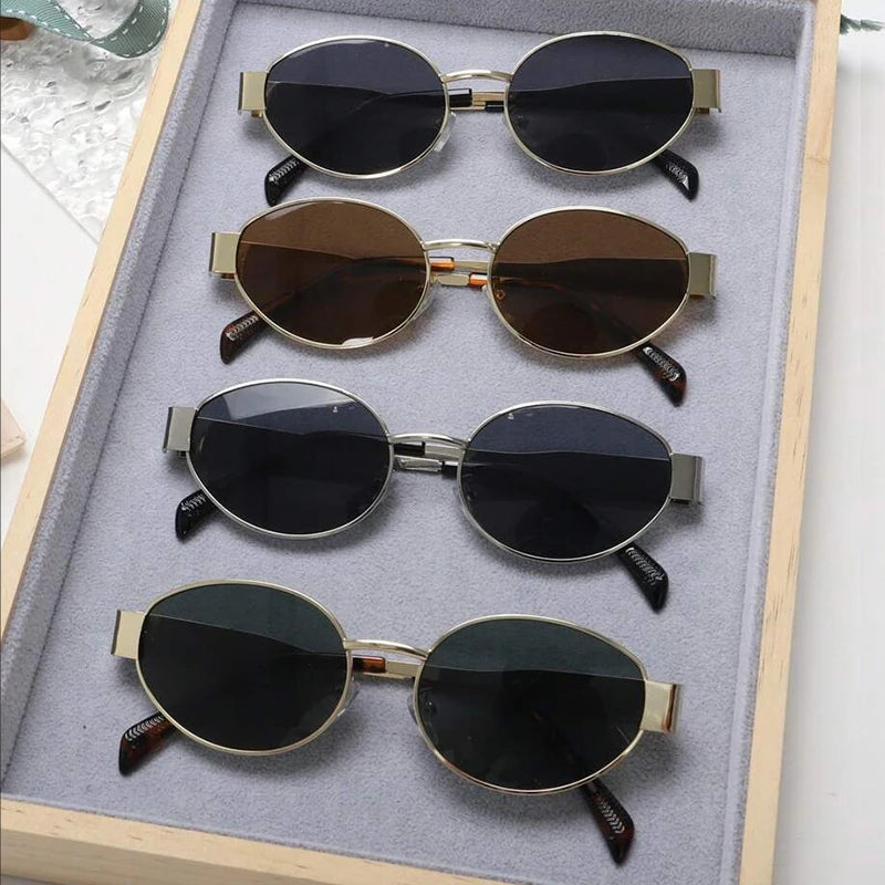 4PCS Oval Shaped Personality Metal Small Round Fashion Glasses Beach Accessories For Women Glasses Shades