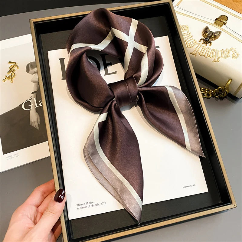 100% Real Silk Scarf New 70CM Natural Shawl Wraps Women Ladies Fashion Scarves Foulard Bandana Square Headband Hijab Pashmina