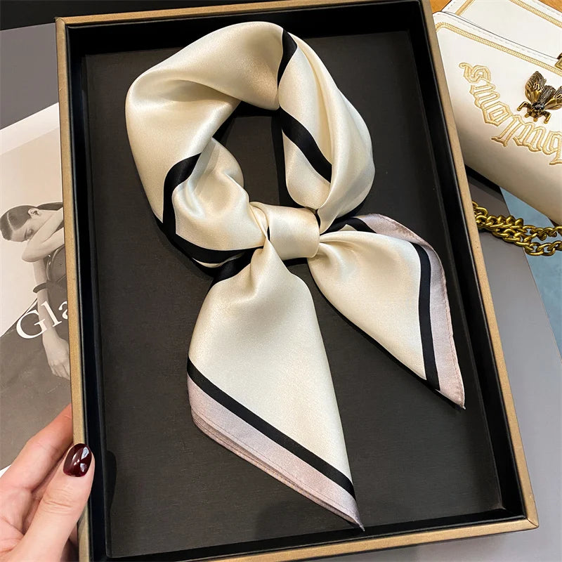100% Real Silk Scarf New 70CM Natural Shawl Wraps Women Ladies Fashion Scarves Foulard Bandana Square Headband Hijab Pashmina