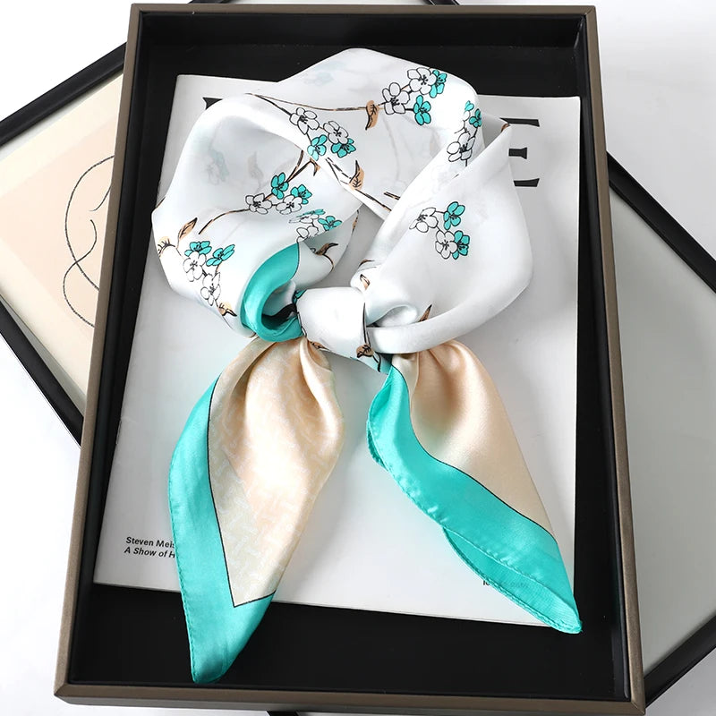 70x70cm Women Scarf Silk Feeling Hair Neck Square Brand Office bandanna muffler Waiter Flight Attendants Handkerchief Rings wrap