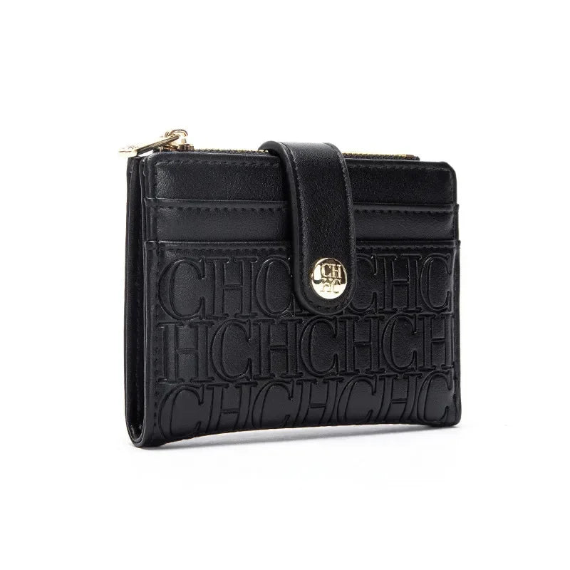 CH Luxury Brand Retro Design Business Card Bag Fashion Button Classic Folding Wallet Compact and Lightweight Women's Square Bag
