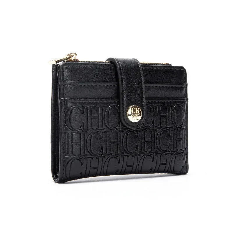 CH Luxury Brand Retro Design Business Card Bag Fashion Button Classic Folding Wallet Compact and Lightweight Women's Square Bag