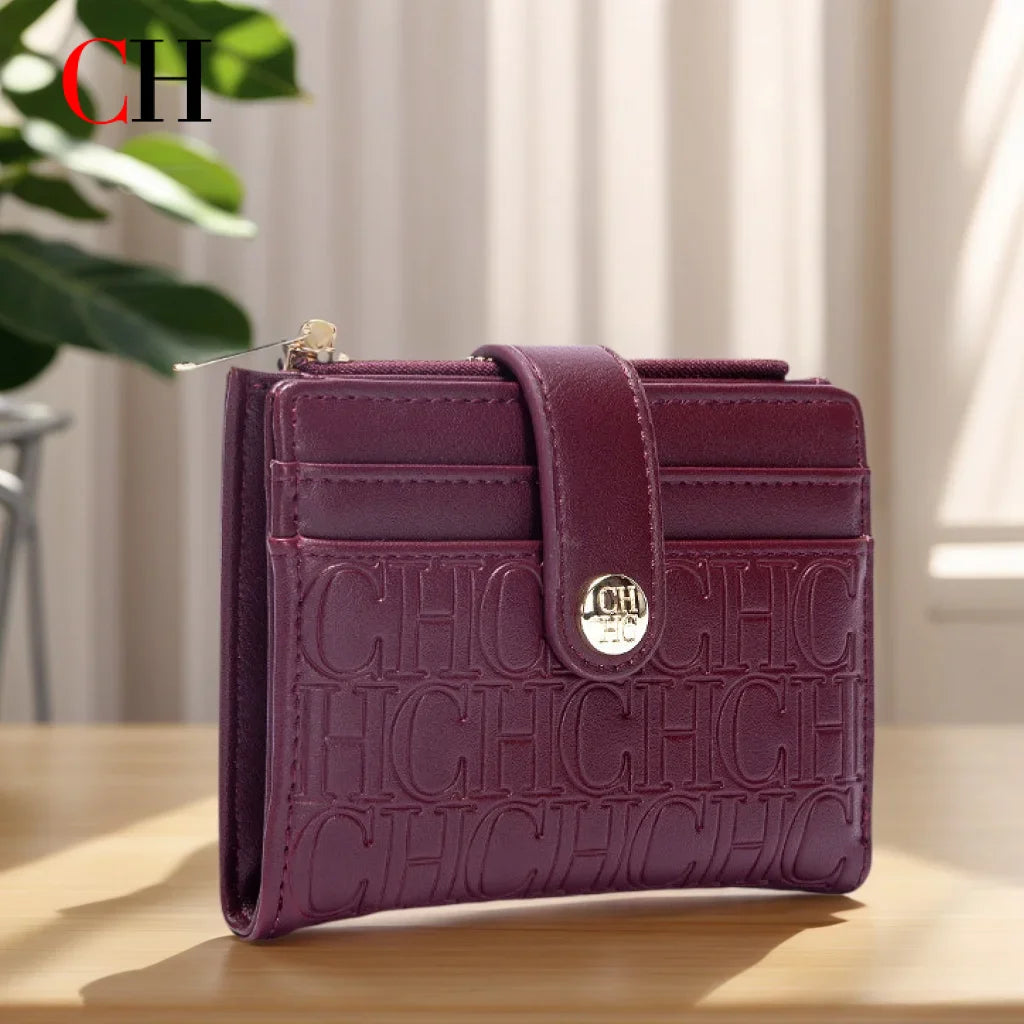 CH Luxury Brand Retro Design Business Card Bag Fashion Button Classic Folding Wallet Compact and Lightweight Women's Square Bag