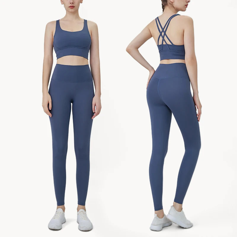 2024 New 2 Piece Yoga Clothes Women's Tracksuit Quick Dry Set Breathable Fitness Suit Fitness Clothing Sports Bra Leggings Suit