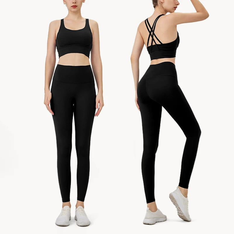 2024 New 2 Piece Yoga Clothes Women's Tracksuit Quick Dry Set Breathable Fitness Suit Fitness Clothing Sports Bra Leggings Suit