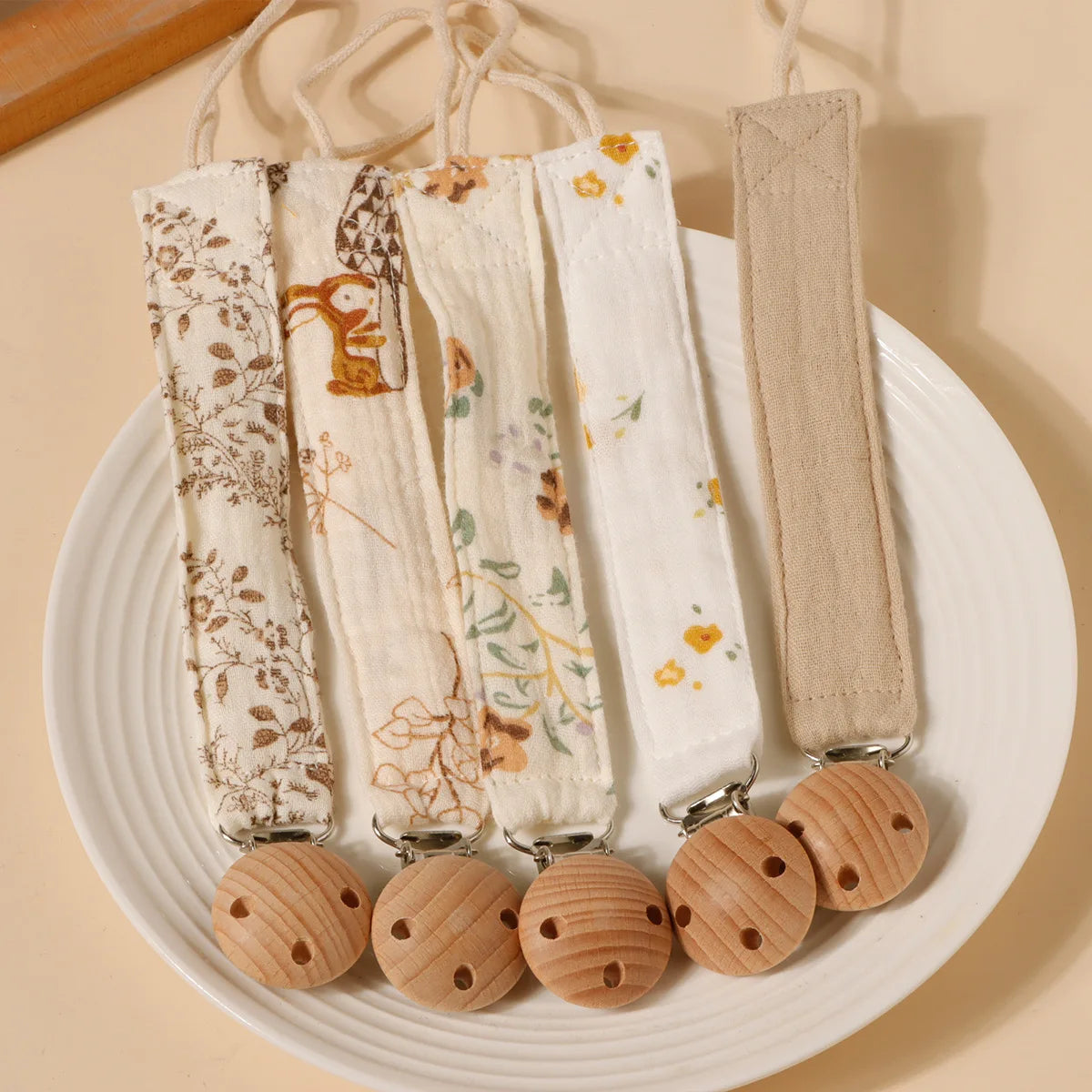 Baby Cute Printing Pacifier Clip Kid Beech Clip Cotton Holder Chain Nipple Bracket Holder For Newborn Gift Kids Toy Dummy Clip