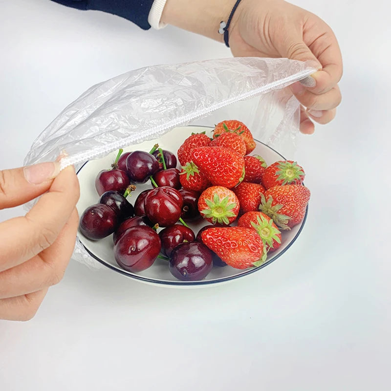100pcs Disposable cling film cover food cover to prevent odor transfer household fresh-keeping bag elastic sleeve
