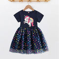 2026 New Kids Clothes Summer Girls Dress Short sleeves Princess Dress For Children Baby Birthday Party Clothing Unicorn Clothing
