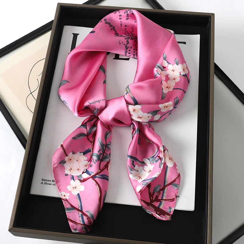 70x70cm Women Scarf Silk Feeling Hair Neck Square Brand Office bandanna muffler Waiter Flight Attendants Handkerchief Rings wrap