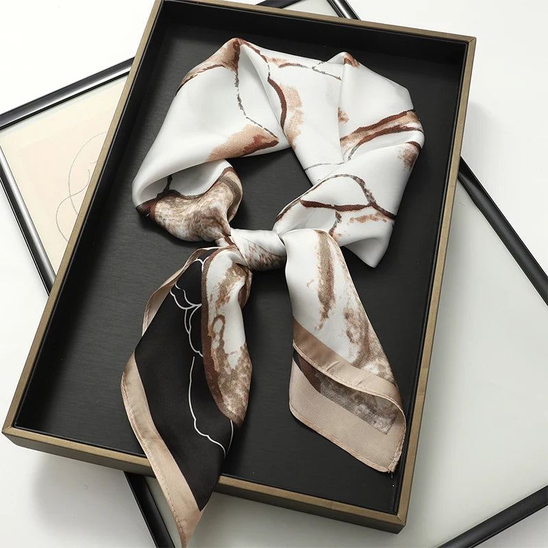 70x70cm Women Scarf Silk Feeling Hair Neck Square Brand Office bandanna muffler Waiter Flight Attendants Handkerchief Rings wrap