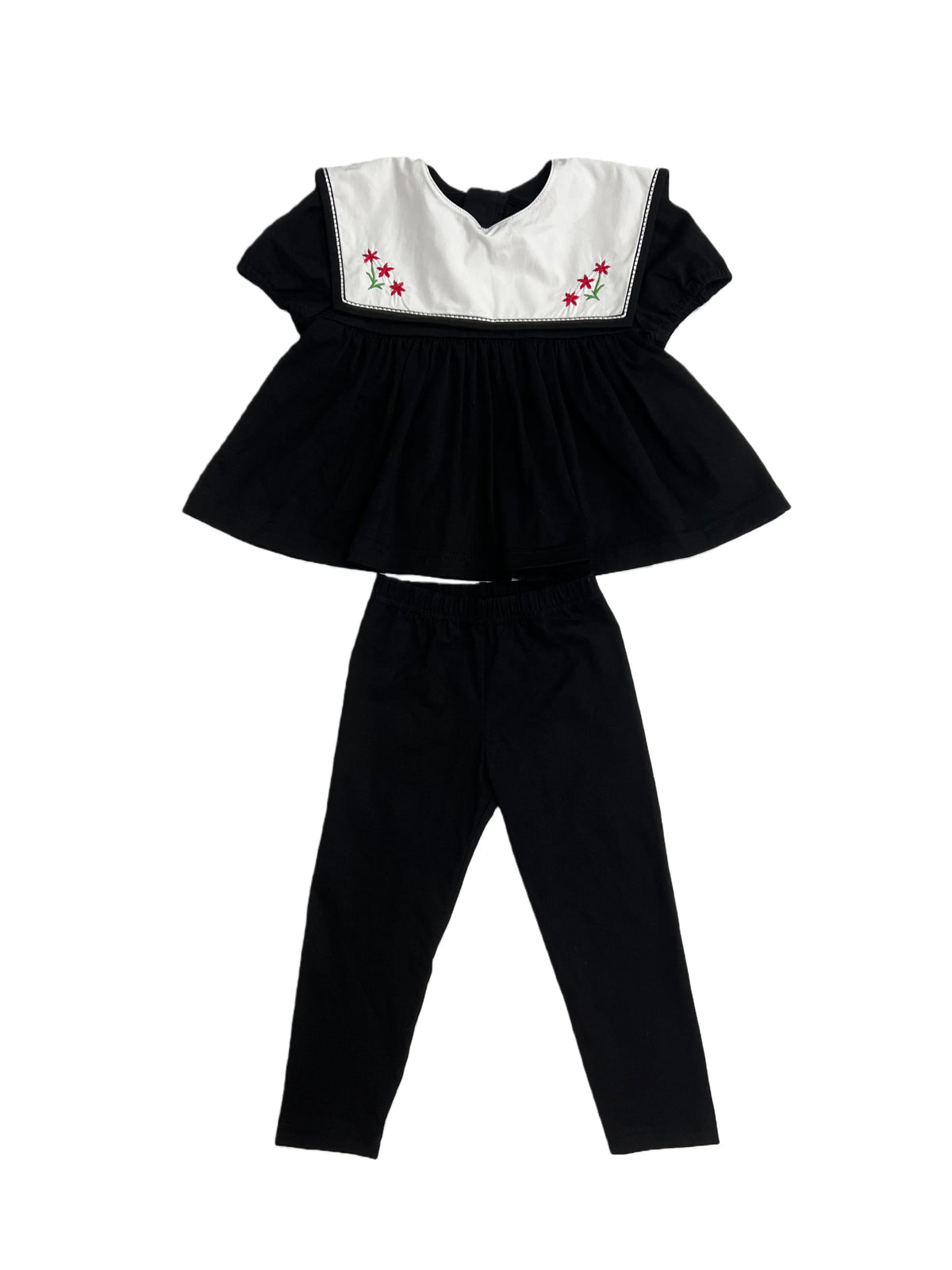 Ali Plus 2026 SS Sailor Maxi Kids Cotton Outfits Embroidery Removable White Collar Girls Boys Matching Clothes