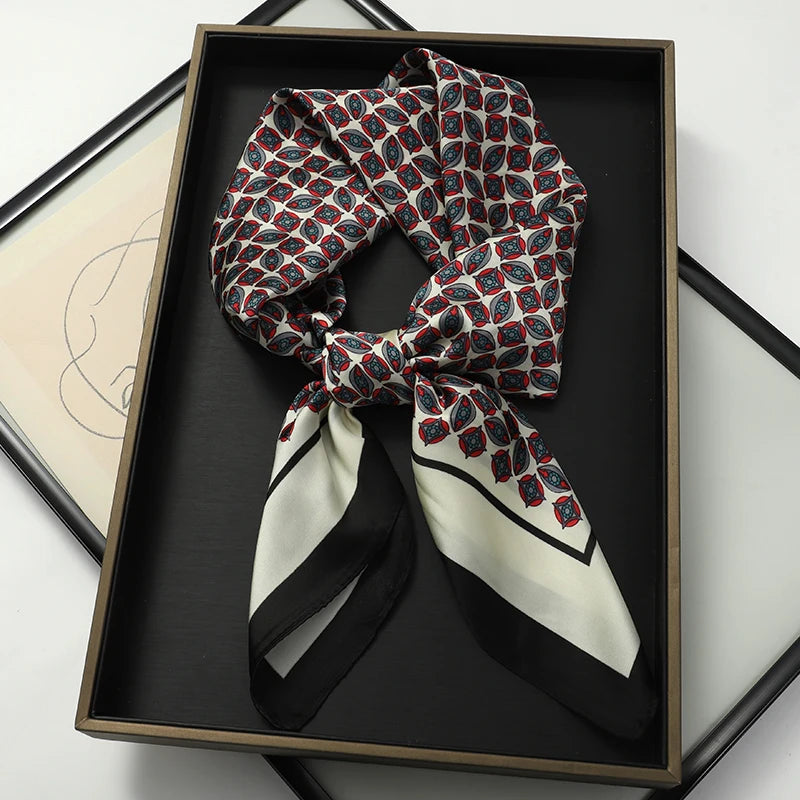 70x70cm Women Scarf Silk Feeling Hair Neck Square Brand Office bandanna muffler Waiter Flight Attendants Handkerchief Rings wrap