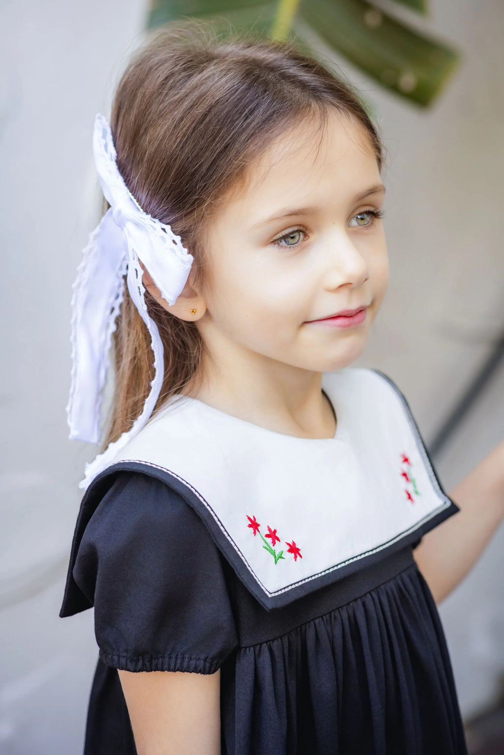 Ali Plus 2026 SS Sailor Maxi Kids Cotton Outfits Embroidery Removable White Collar Girls Boys Matching Clothes
