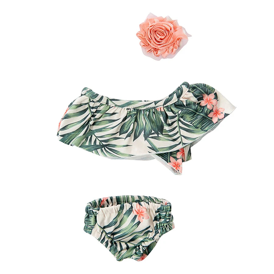 Cute Swimming Suit For 18Inch American Doll Sweet Heart Print Doll Swimsuit Clothes For 43Cm Newborn Baby Doll Kids Gift
