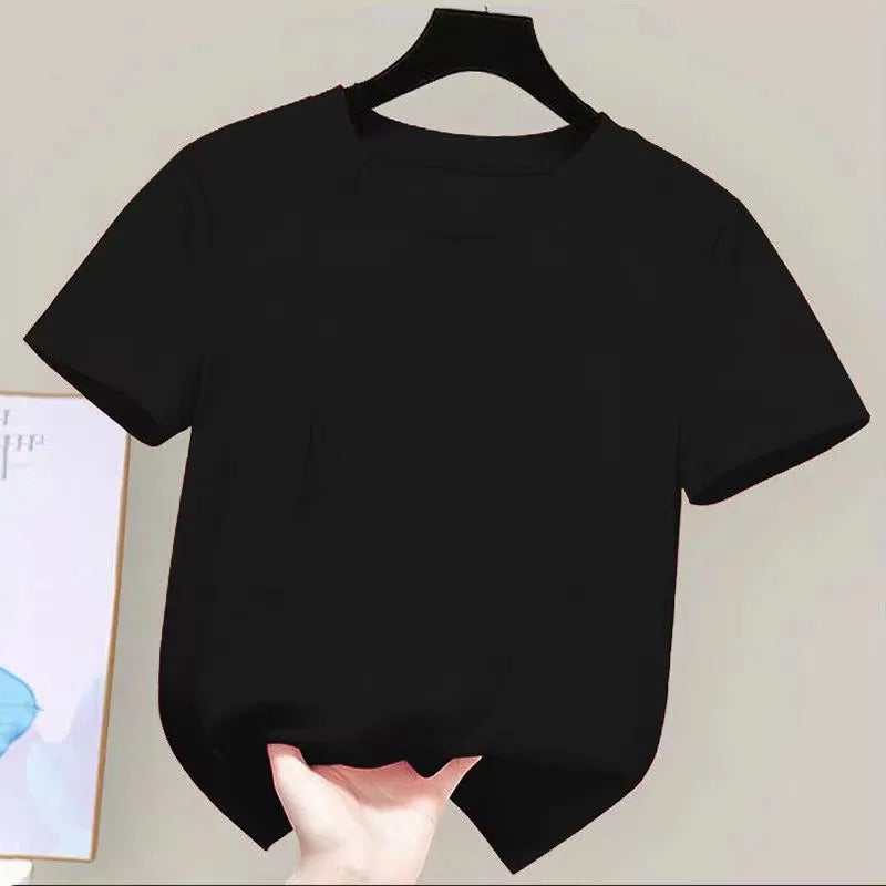 2-8Y New Summer Casual Children Tee 100% Cotton Solid Color Girls Short Sleeve Top O-Neck Soft Breathable Kids Clothes