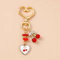 Cute Bowknot Love Heart Keychain Crystal Pearl Key Ring Pendants for Women Girls Handbag Decor DIY Handmade Key Chain Gifts