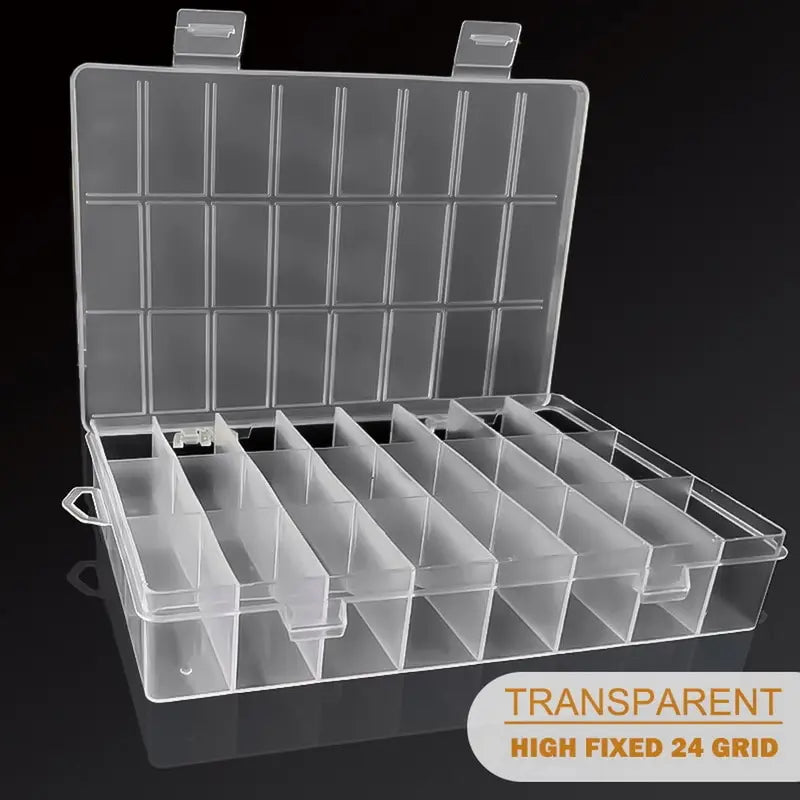 Clear 24-Compartment Plastic Storage Box – Organizer for Crafts, Beads, Jewelry & Small Items (1 Pack)