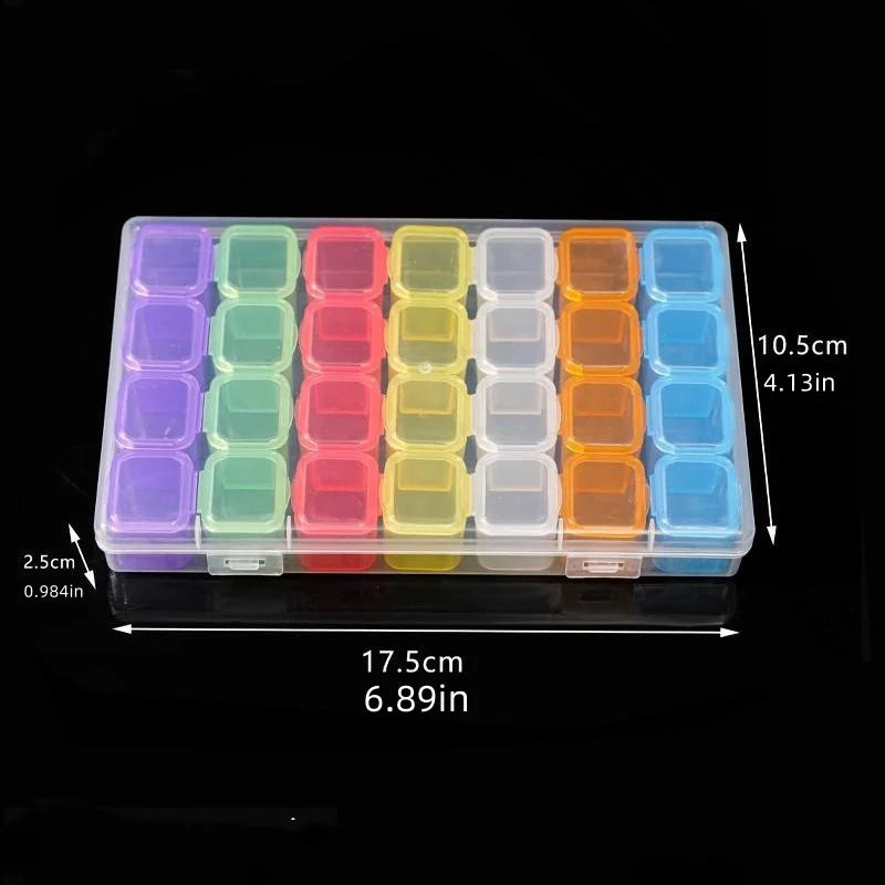 1pc 28 Grids Plastic Storage Box Adjustable Compartments for Jewelry Diamond Embroidery Art Craft Accessory Organizer Case
