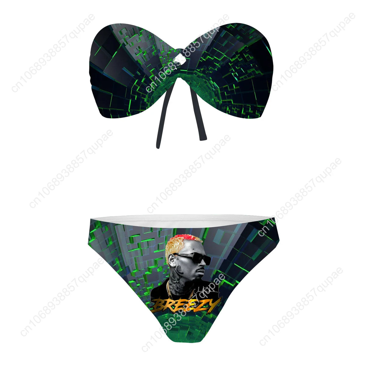 Chris Brown Rapper Strapless Swimsuit Womens Bathing Suits Fashion Swimwear Pool Party Beach Sexy Bikini Customize Beachwear