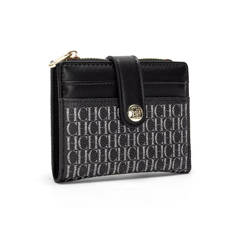 CH Luxury Brand Retro Design Business Card Bag Fashion Button Classic Folding Wallet Compact and Lightweight Women's Square Bag