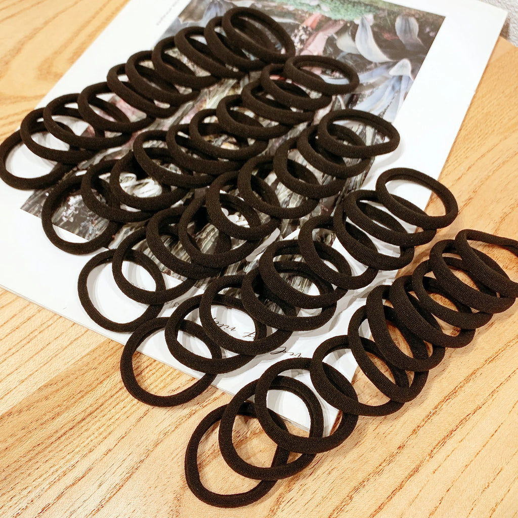 50/100 pieces of black and white hair bands, women's hair bands, high-elasticity rubber band hair bands, hair bands