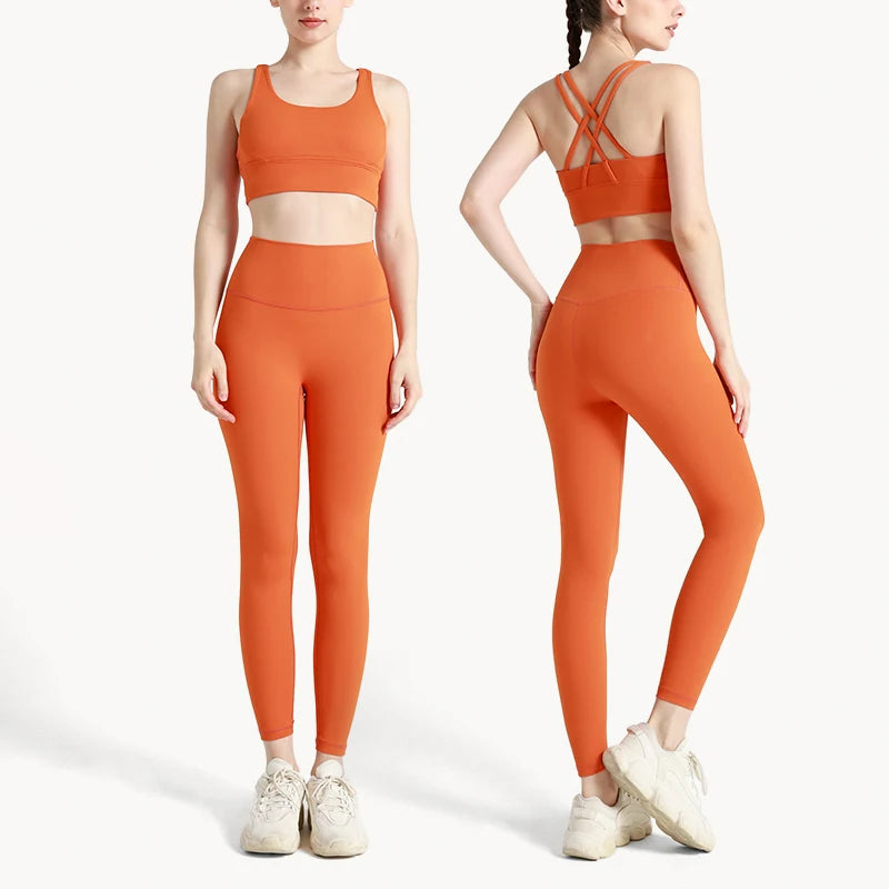 2024 New 2 Piece Yoga Clothes Women's Tracksuit Quick Dry Set Breathable Fitness Suit Fitness Clothing Sports Bra Leggings Suit